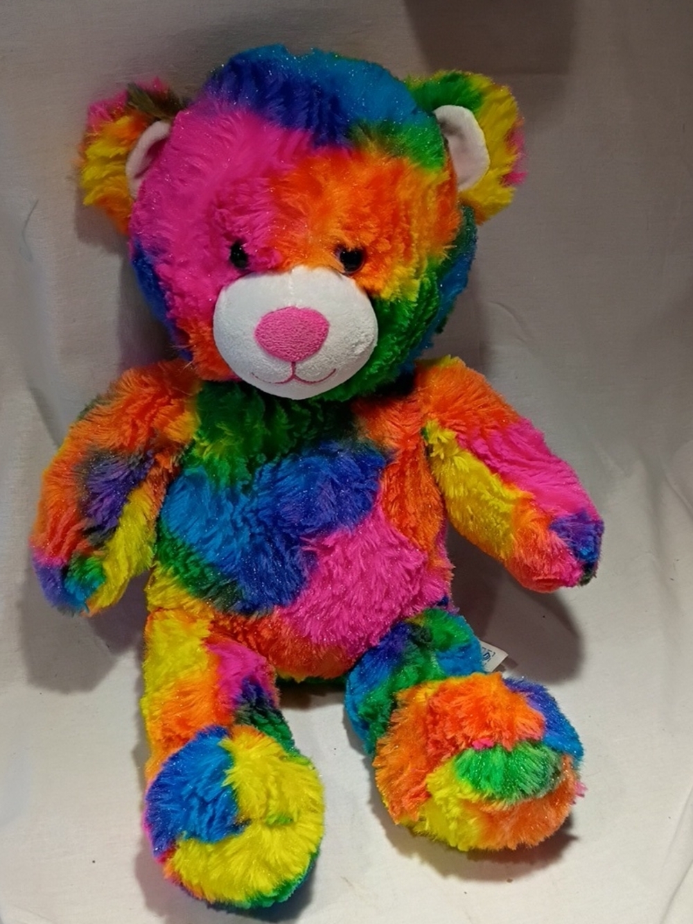 EUC Build A Bear Rainbow Tropicolor Bear Plush Stuffed Animal Tie Dye 2013 BABW